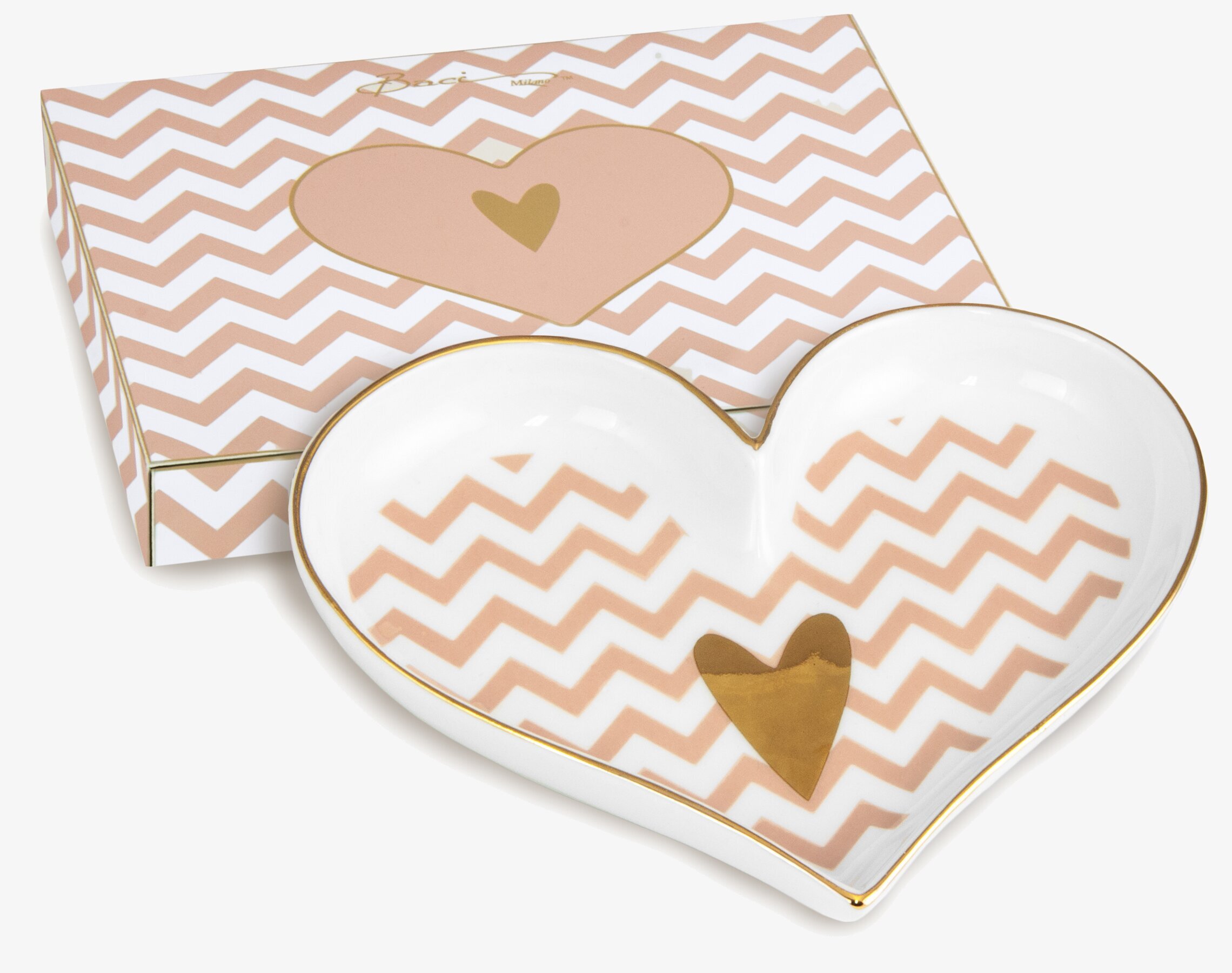 Porslinsfat - Small Heart från BOXinBAG med zigzag-mönster