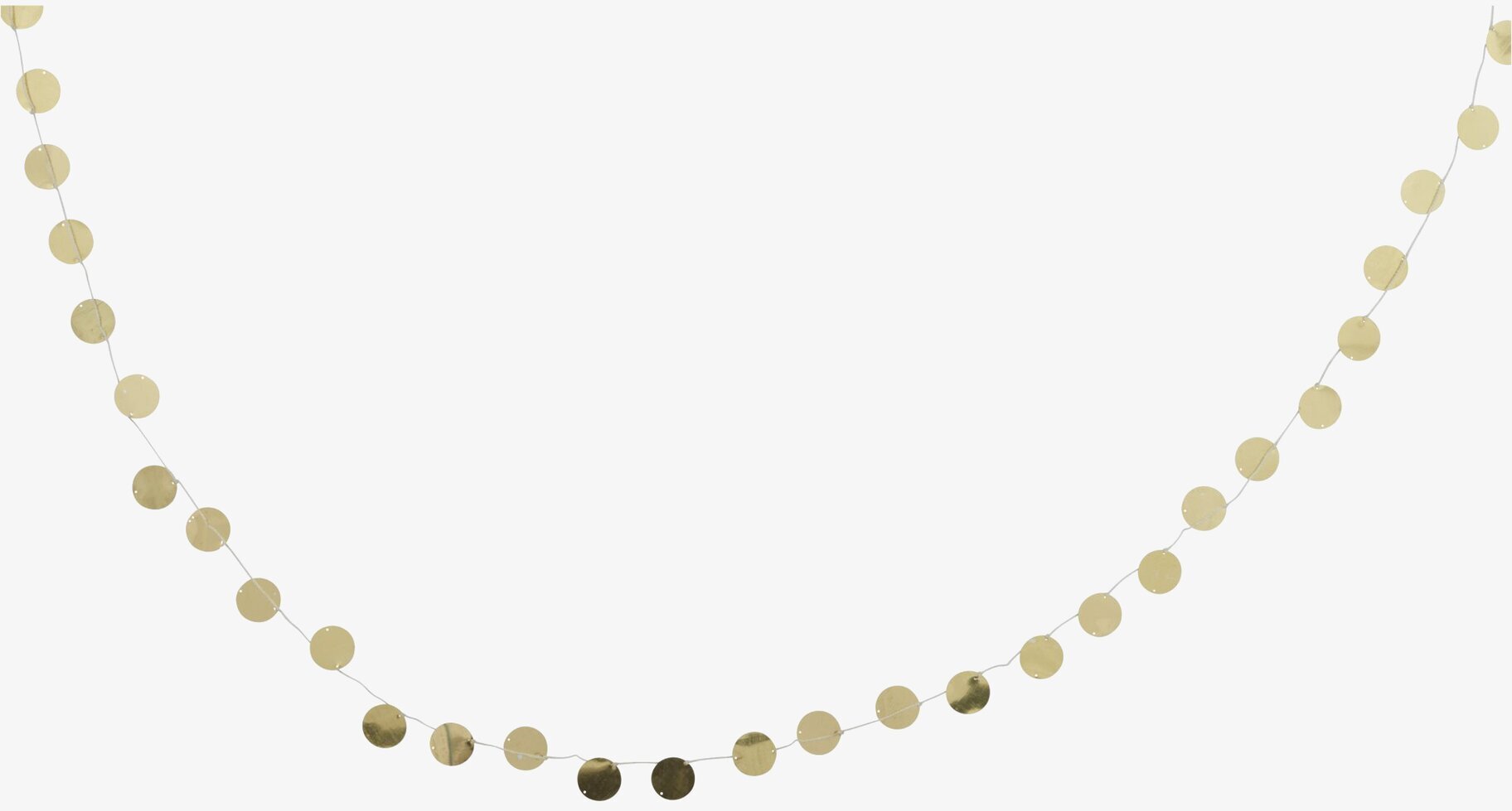 Guldpaljett Girland från Rice som hänger i en elegant båge