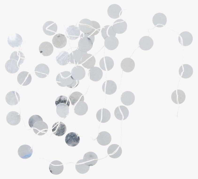 Silverpaljett Girland från Rice mot vit bakgrund, skimrande