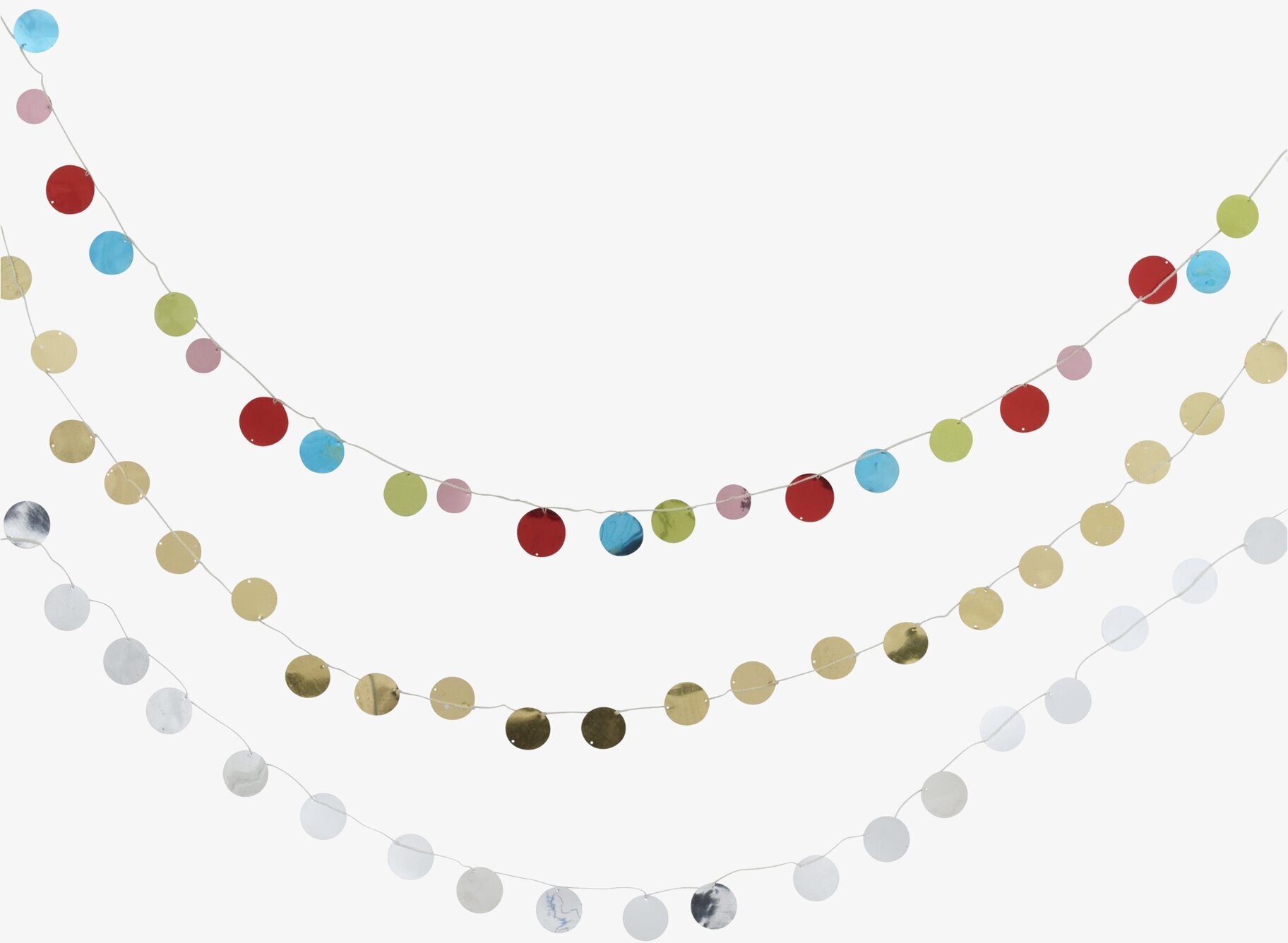 Silverpaljett Girland från Rice i färger och metalliska toner