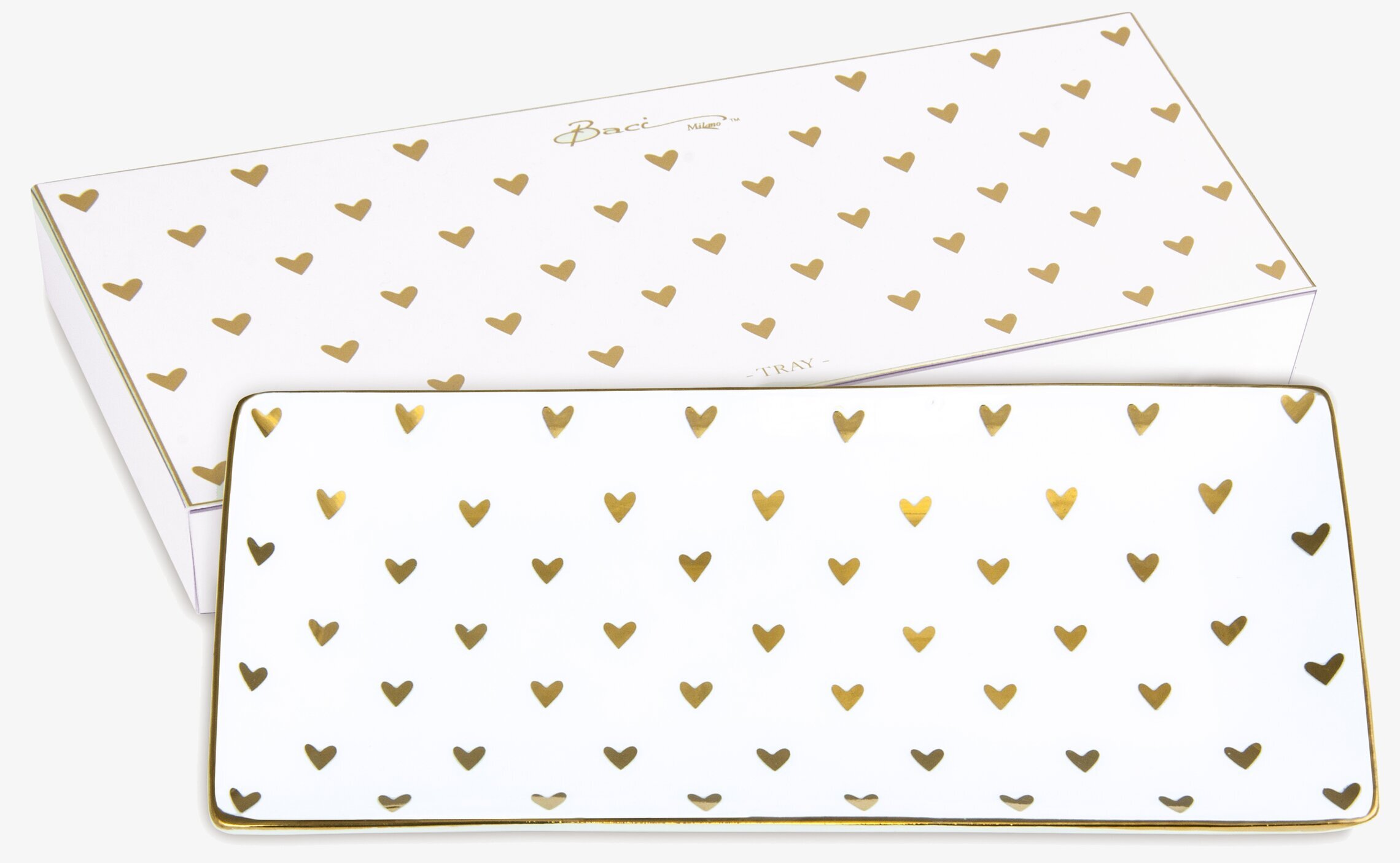 Porslinsfat - Little Heart från BOXinBAG med guldfärgade hjärtan