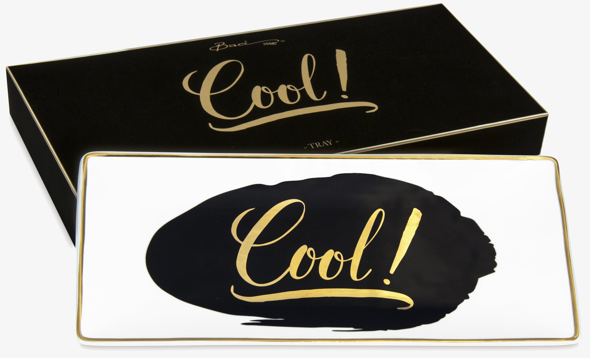 Porslinsfat - Cool från BOXinBAG med svart fläck och guldtext