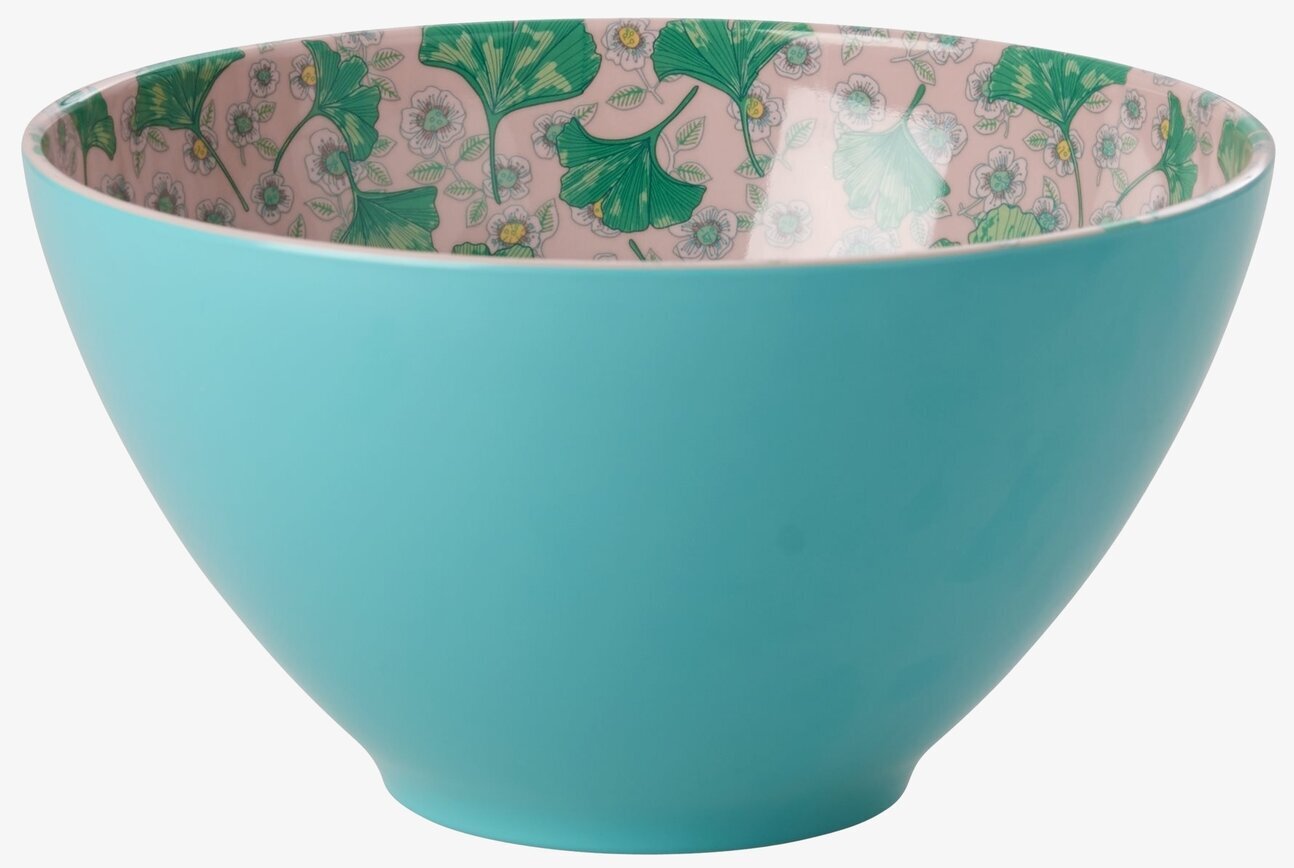 Salladsskål Leave & Flowers Print från Rice i turkos och rosa