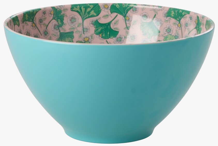 Salladsskål Leave & Flowers Print från Rice i turkos och rosa