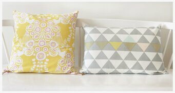 Kuddfodral Vincent Grå från Majvillan med geometriskt mönster