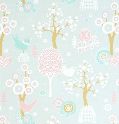 Quiltad Filt Körsbärsdalen Grå från Majvillan med naturmotiv