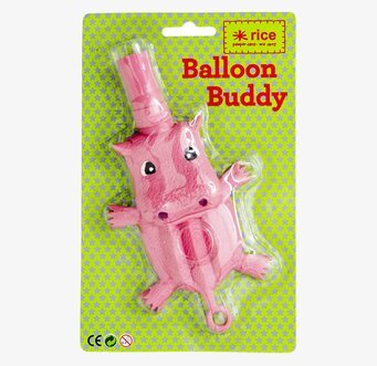 Ballongboll Flodhäst från Rice i rosa med leende ansikte