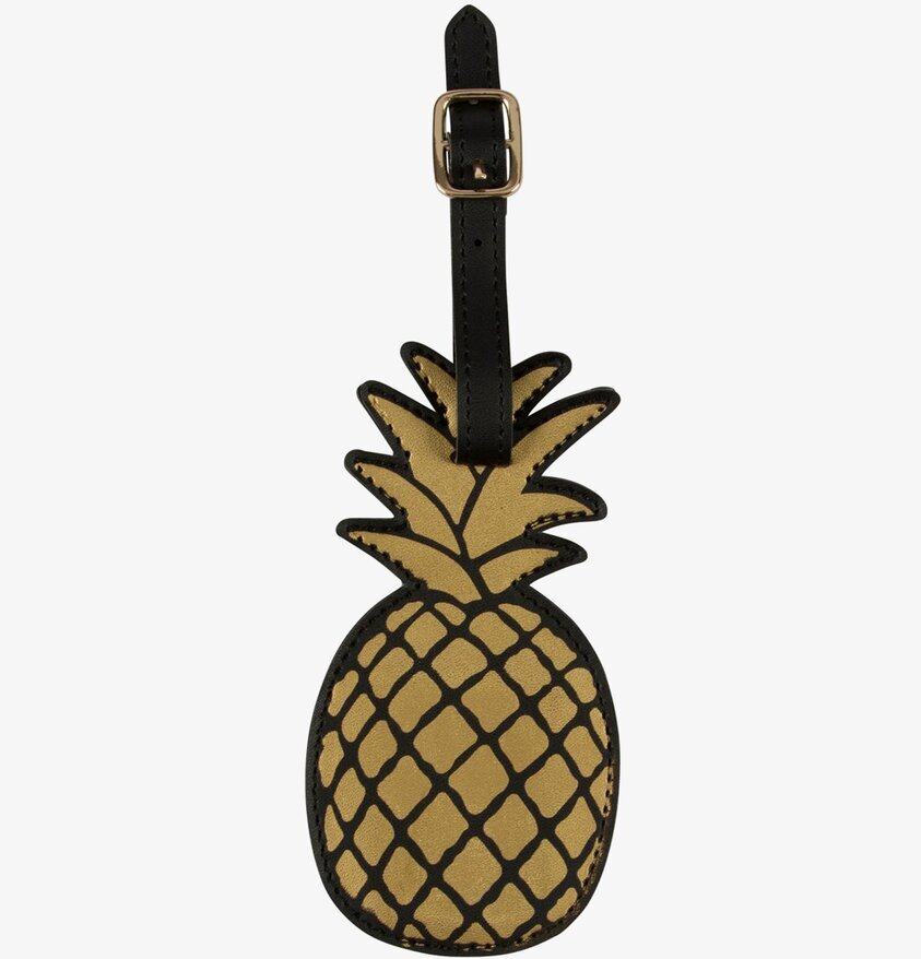 Bagage Tag Gold Pineapple från Sass & Belle i guld och svart