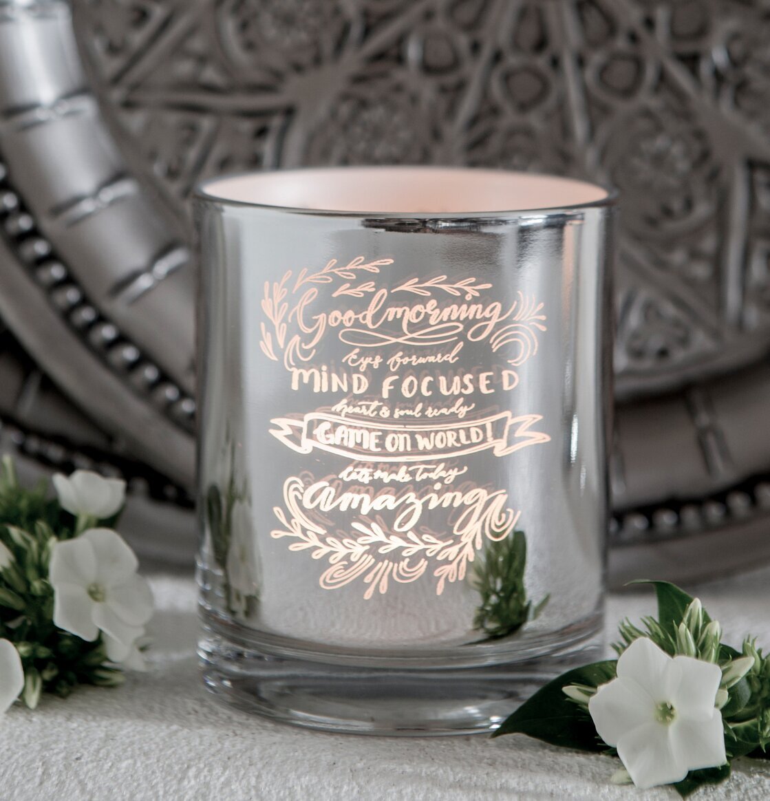 Ljuslykta Good Morning från Majas Cottage med inspirerande text