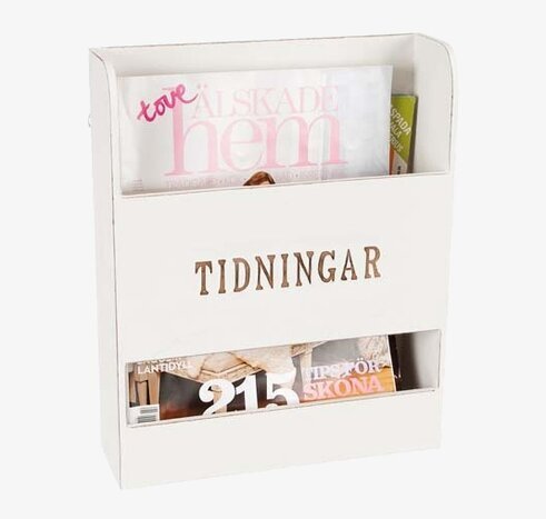 Tidningsställ Vit från Different Design med handskriven text