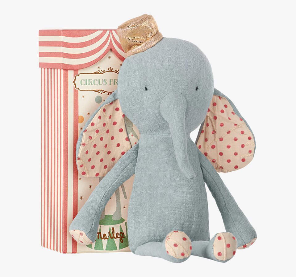Circus Friends Elephant Blue från Maileg med prickiga öron