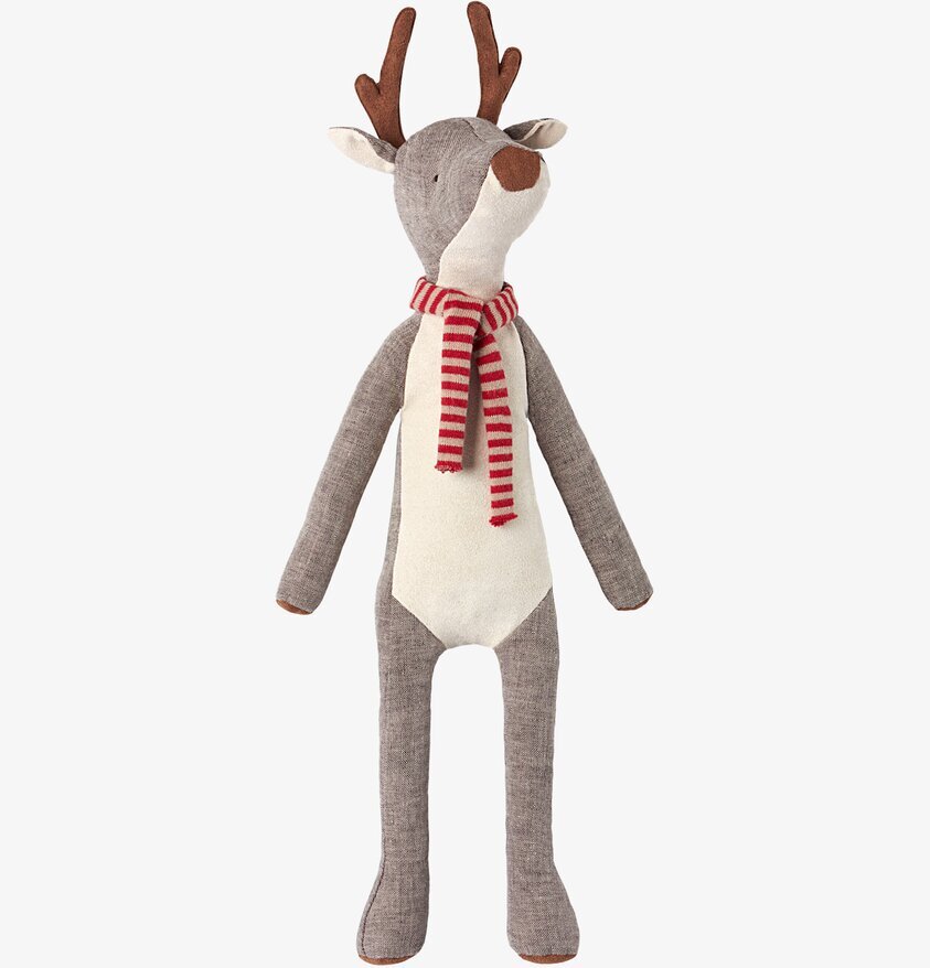 Reindeer Teen från Maileg, en grå ren med rödvit halsduk