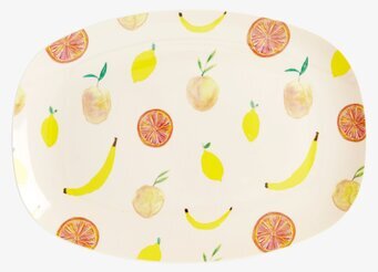 Liten Tallrik Happy Fruits Print från Rice med fruktmönster