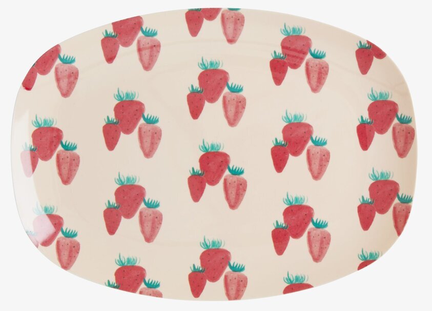Liten Tallrik Strawberry Print från Rice med jordgubbsmönster
