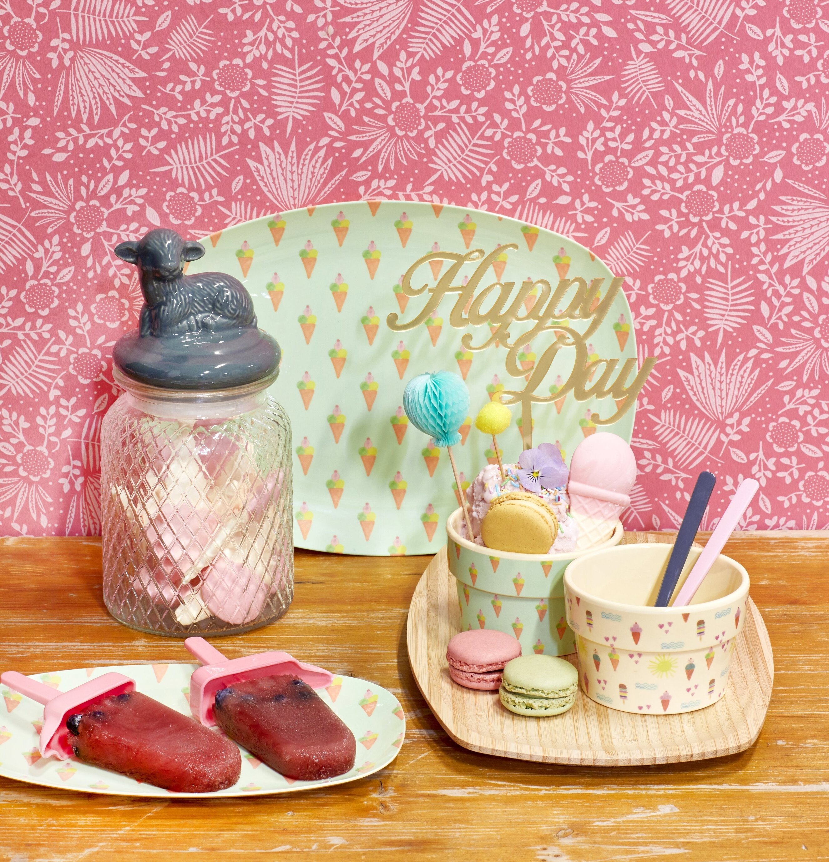 Glassbägare - Ice Cream Print från Rice fylld med glass