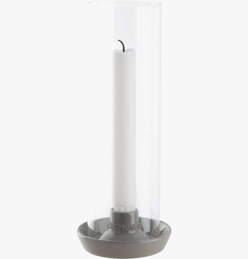Ljusstake Stengods Med Glas Grå från Ernst, elegant design