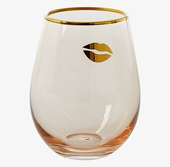 Tumbler Glas Rice från Rice med guldkant och läppavtryck