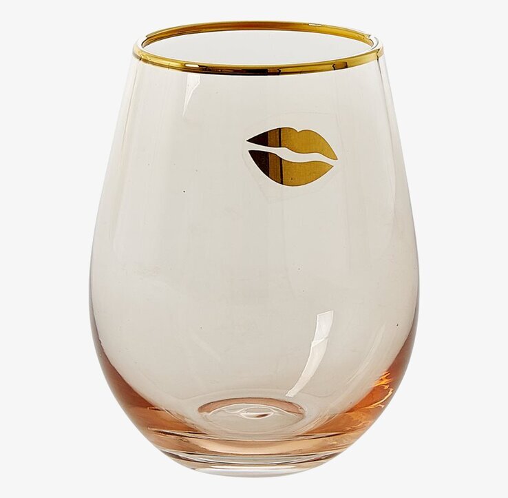 Tumbler Glas Rice från Rice med guldkant och läppavtryck