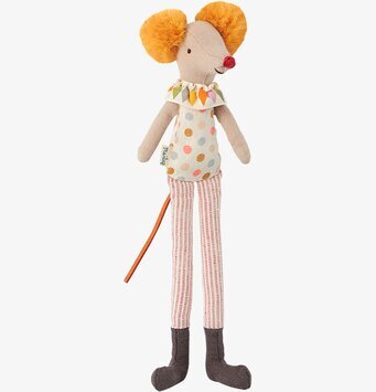 Mouse Stilt Clown från Maileg i färgglad prickig dräkt
