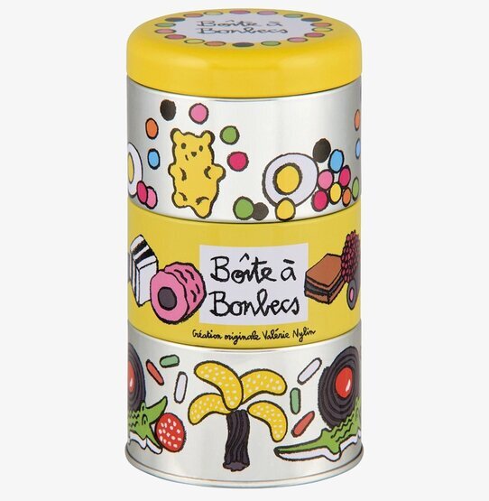 Plåtburk Godis 3-Delad från Derriére la porte, färgglad