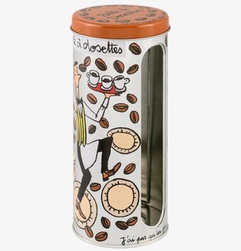 Bild av färgglad kaffeburk med praktisk design