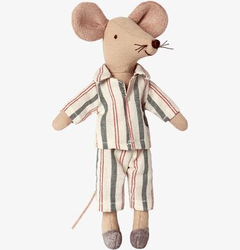 Mouse Mum & Dad In Cigarbox från Maileg i randig pyjamas