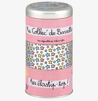 Bild av en färgglad och lekfull cylindrisk plåtburk