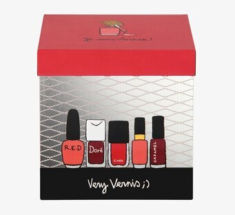 Bild av färgglad plåtburk för nagellacksförvaring