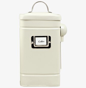 Bild av stilren plåtburk för kaffe med nickeldetaljer