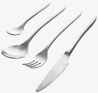 Bestick 16 Delar från Ernst i rostfritt stål på vit bakgrund