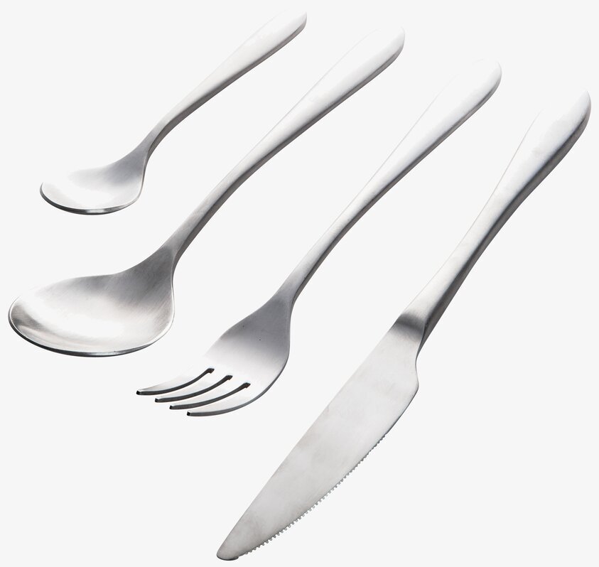 Bestick 16 Delar från Ernst i rostfritt stål på vit bakgrund