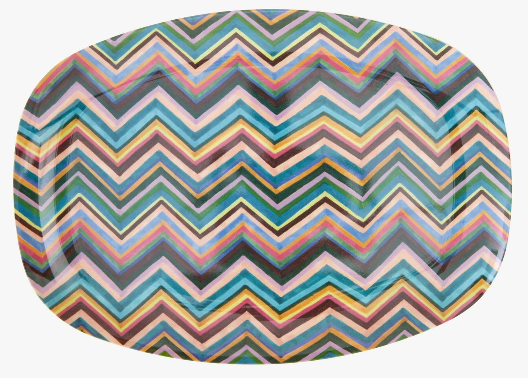 Tallrik Zig Zag Print från Rice med färgglatt zigzag-mönster