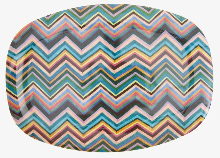 Tallrik Zig Zag Print från Rice med färgglatt zigzag-mönster