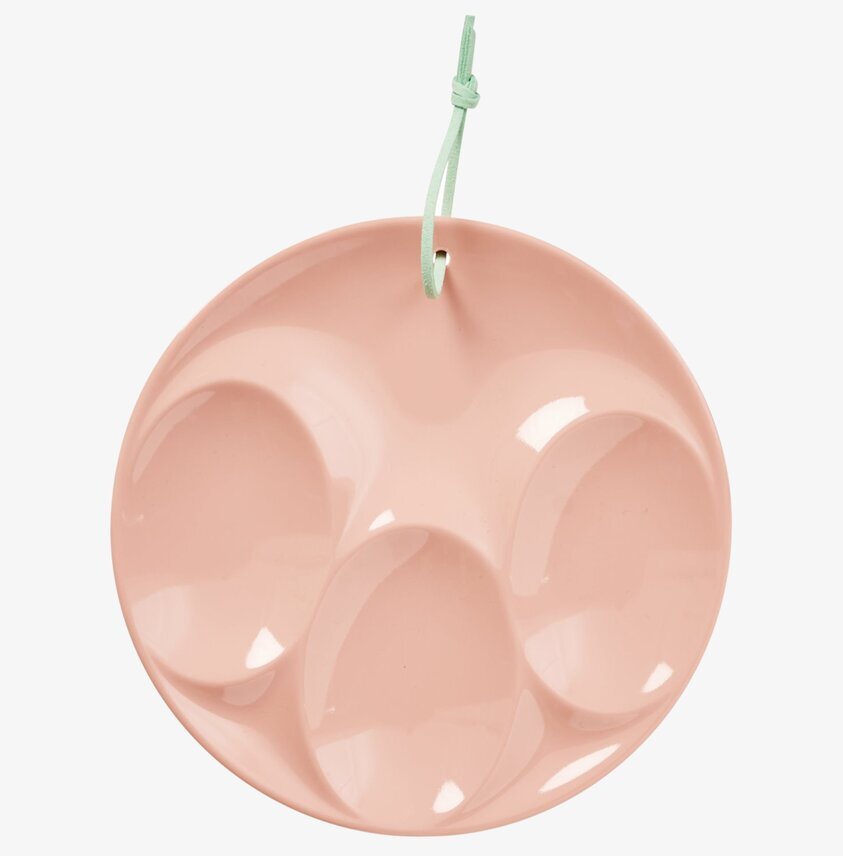 Skedfat Melamin Rosa från Rice på vit bakgrund med snöre