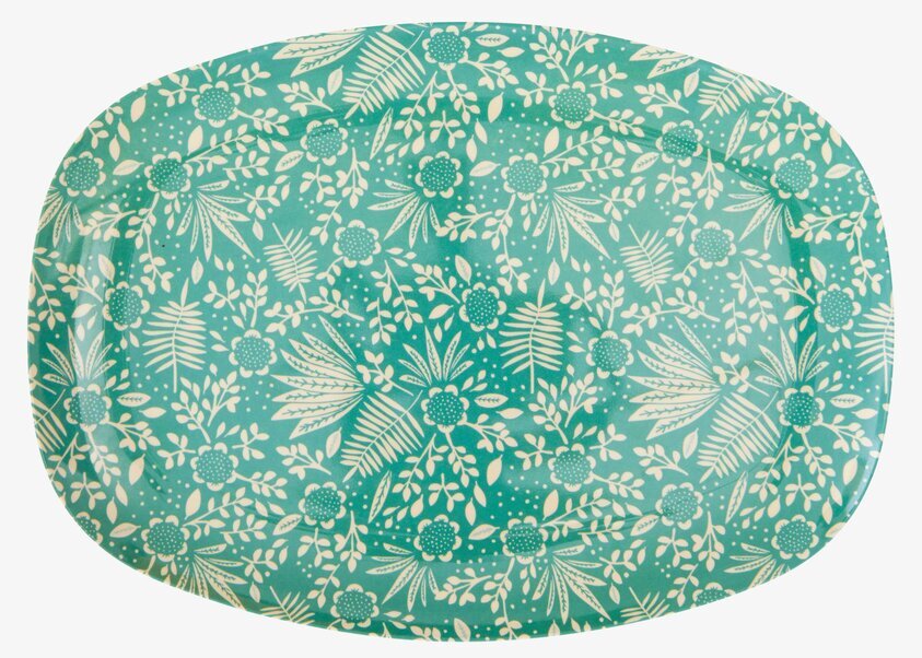 Tallrik Fern & Flower Print från Rice med naturmönster