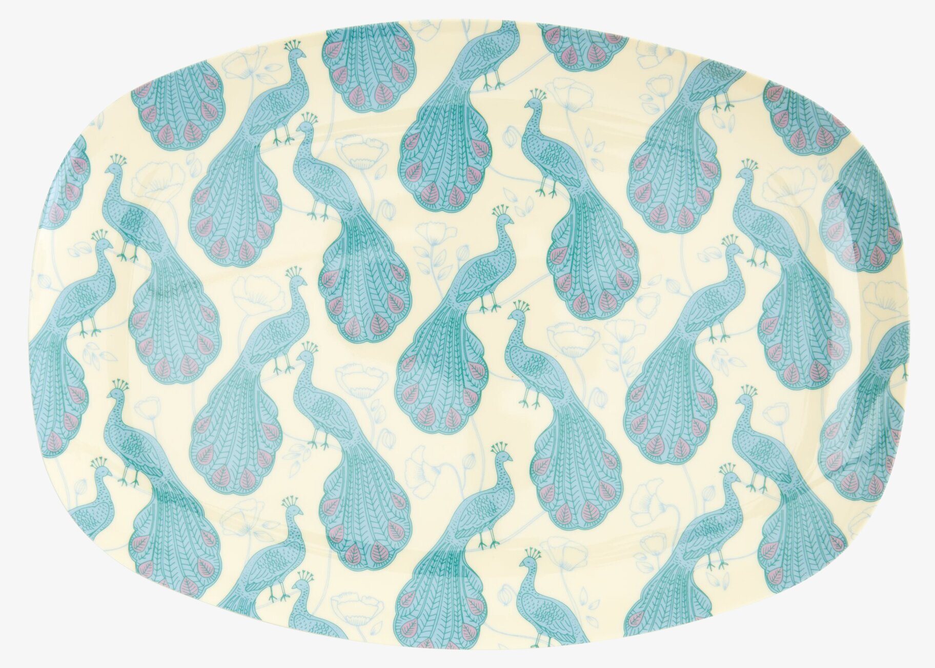 Tallrik Peacock Print från Rice med påfågelmotiv i melamin