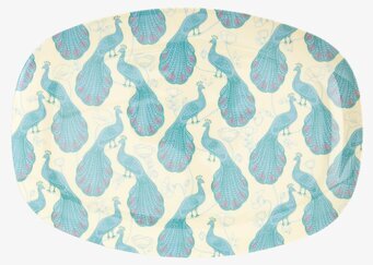 Tallrik Peacock Print från Rice med påfågelmotiv i melamin