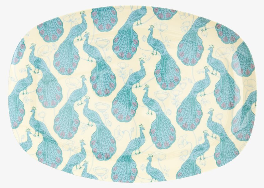Tallrik Peacock Print från Rice med påfågelmotiv i melamin