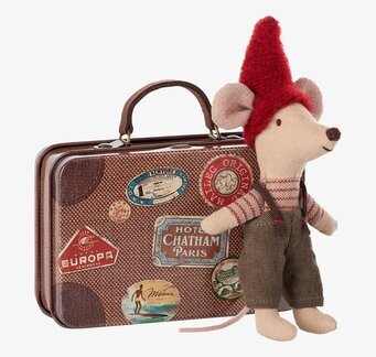 Christmas Mouse In Suitcase från Maileg, mus i resväska