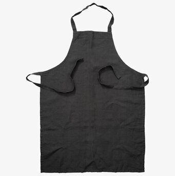 Förkläde Linne Mörkgrå från Ernst liggande på vit bakgrund