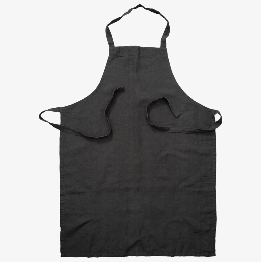 Förkläde Linne Mörkgrå från Ernst liggande på vit bakgrund