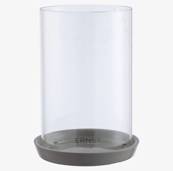 Foto av elegant ljuslykta i grått och klart glas