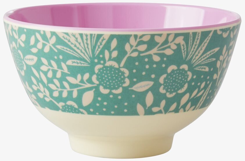 Liten Skål Fern & Flower Print från Rice med grönt mönster