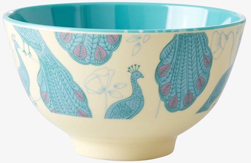 Liten Skål Peacock Print från Rice med påfågelsmönster