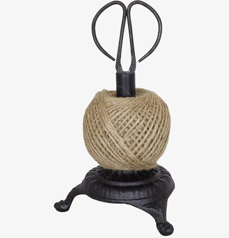 Snörhållare Järn Med Sax från Strömshaga med jute-garn