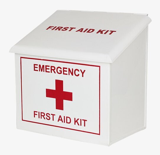 Plåtburk First Aid Kit från Strömshaga med rött kors