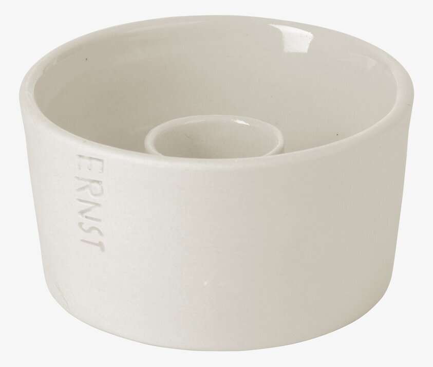 Ljusskål Kronljus Vit från Ernst i vit keramik med logotyp