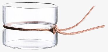 Värmeljuslykta Ernst från Ernst i klart glas med brunt band