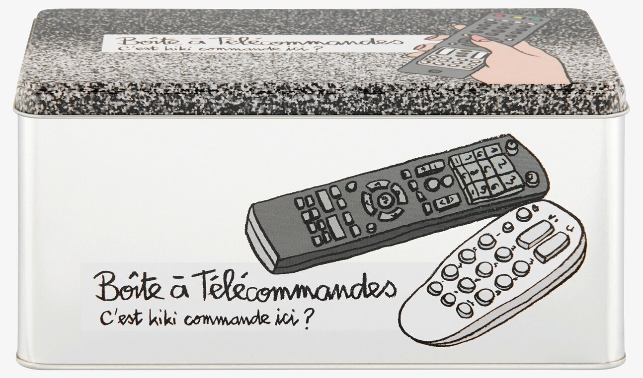 Plåtburk Fjärrkontroller från Derriére la porte, vit burk