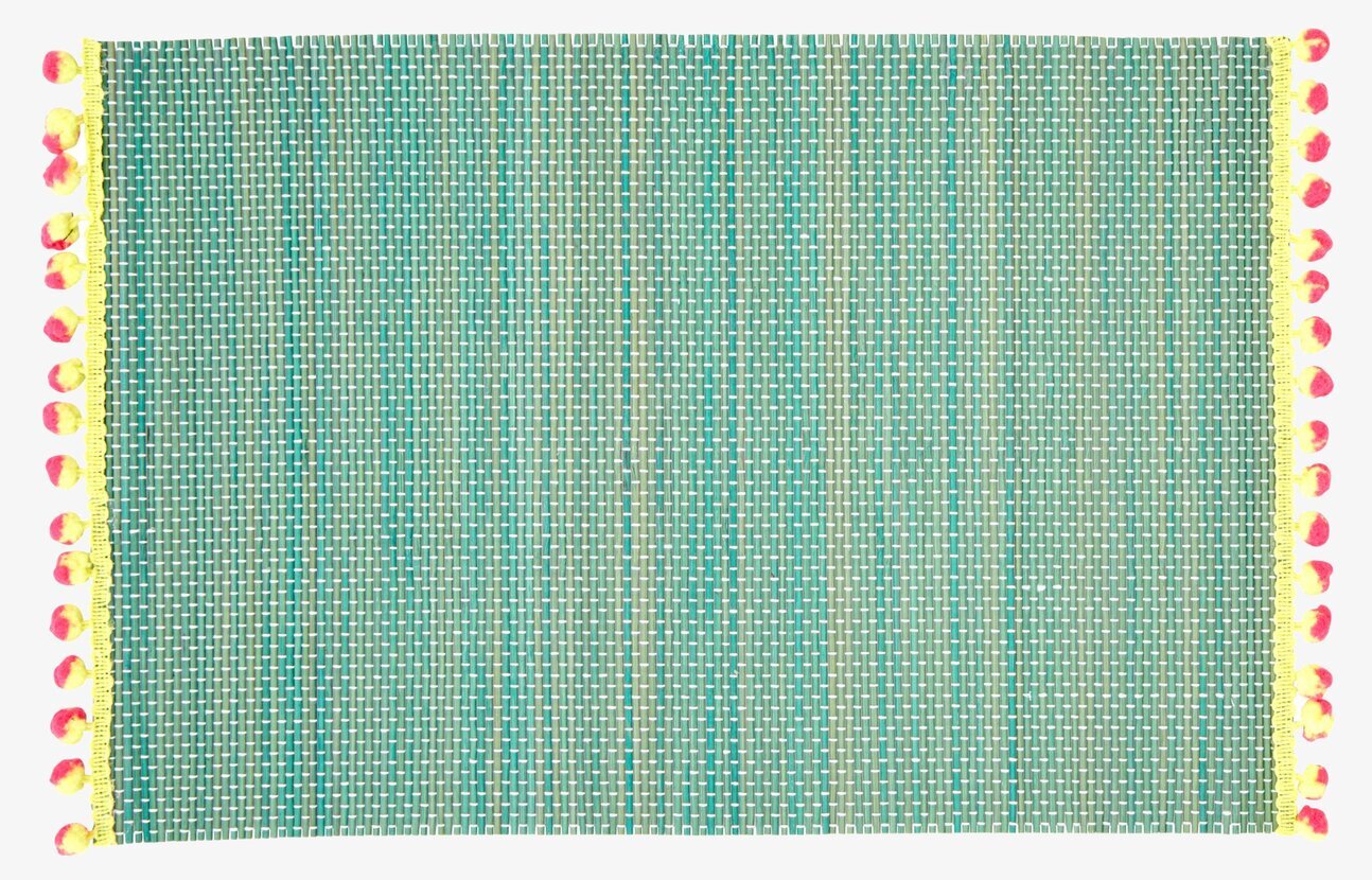 Bordsunderlägg Pom Pom från Rice med grönt vävt mönster